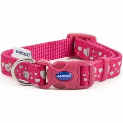 Ancol Pink Collar with Reflective Hearts