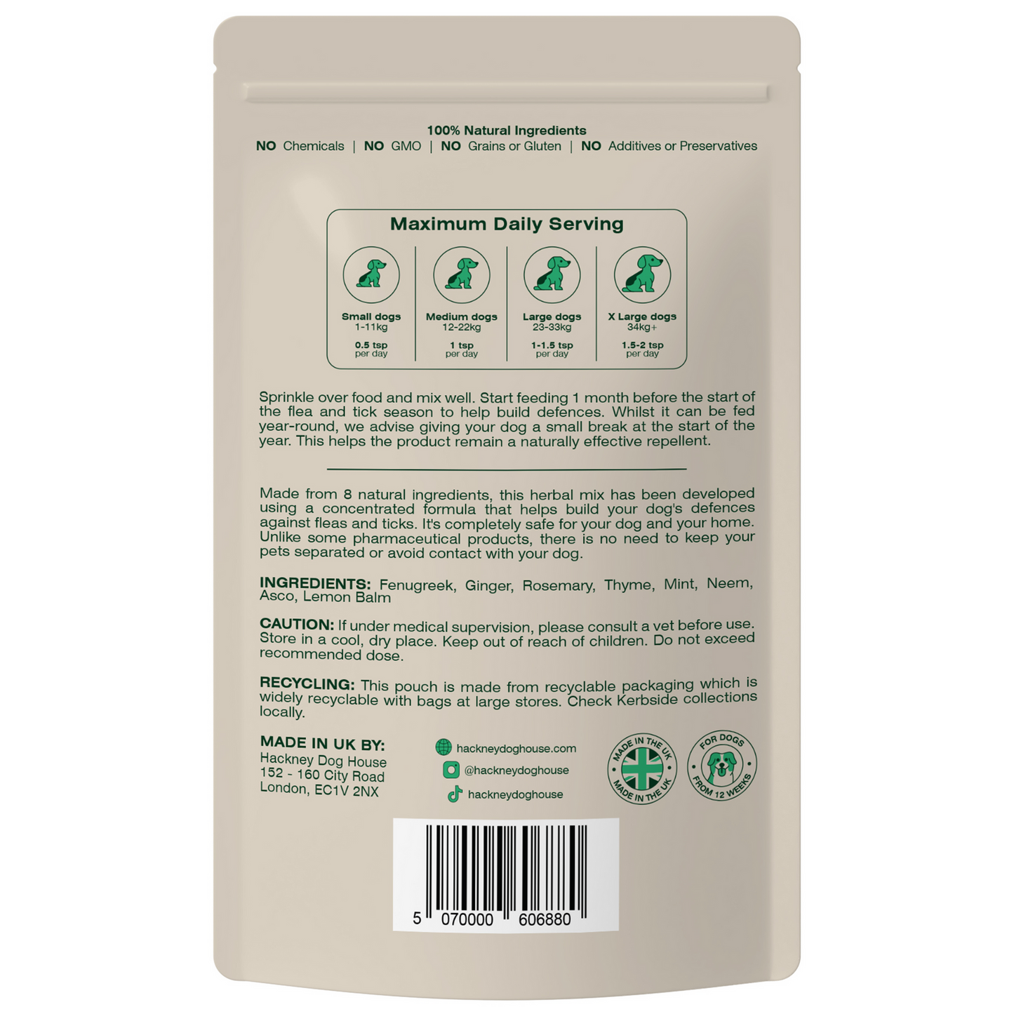 Hackney Dog House Herbal Flea and Tick Repellent