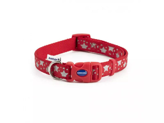 Ancol red reflecive star collar