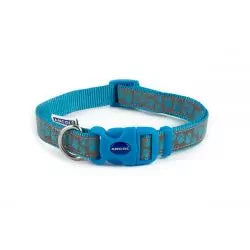 Ancol blue reflective paw print design collar.